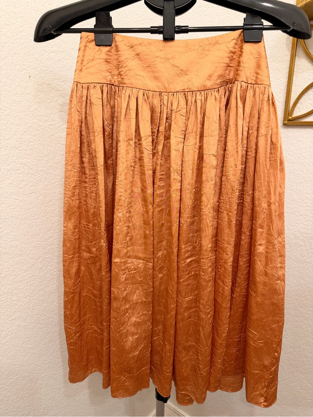 Talbots Orange Midi Skirt - Lightweight Gathered Waist ~ Size 4P
